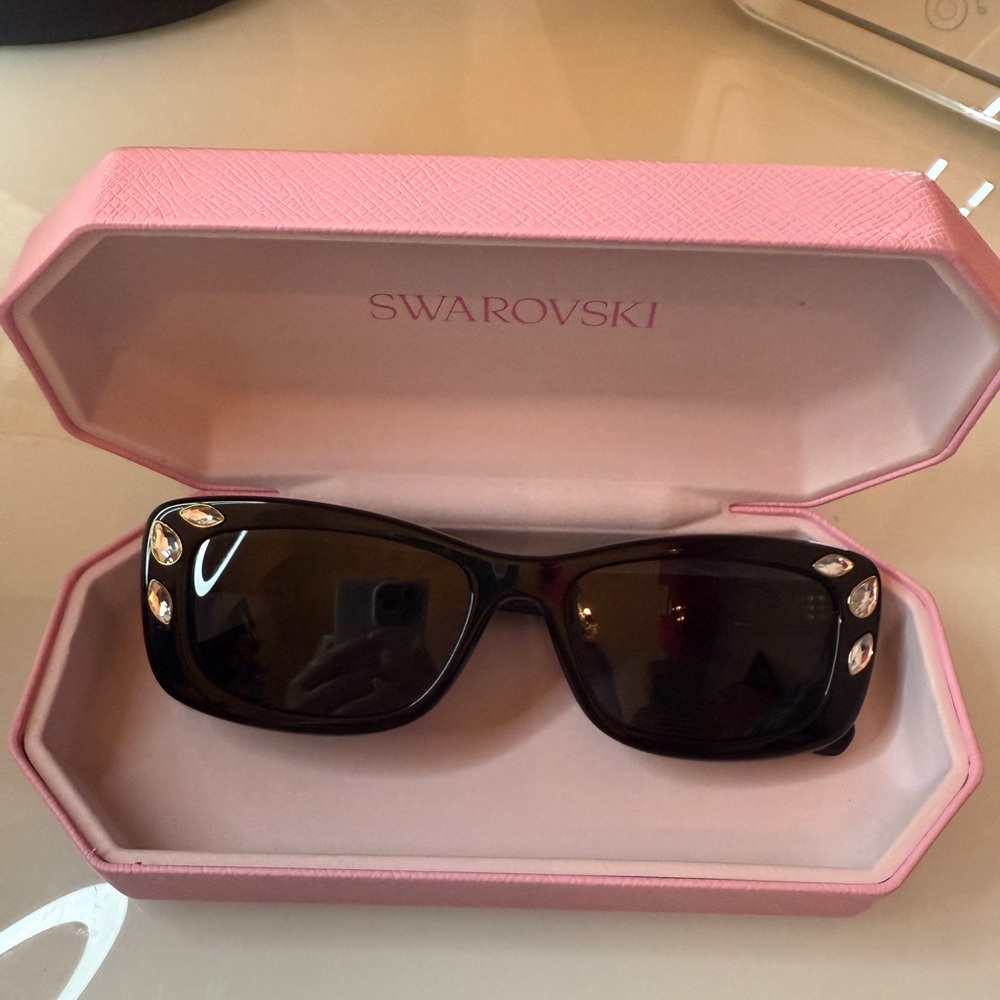 Swarovski Black Sunglasses with Crystal Accents